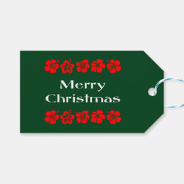 メリークリスマスレッドフラワーバンドカラー ギフトタグ
