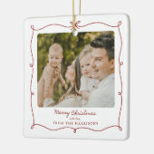 メリークリスマスレッドフレームファミリーフォトオーナメント セラミックオーナメント (左)
