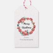 メリークリスマスレッドフローラウォーターカラーリース ギフトタグ (裏面)