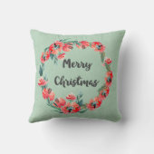 メリークリスマスレッドフローラウォーターカラーリース クッション (裏面)