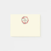 メリークリスマスレッドフローラウォーターカラーリース ポストイット (正面)