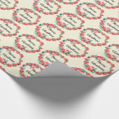 メリークリスマスレッドフローラウォーターカラーリース ラッピングペーパー (コーナー)