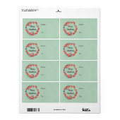 メリークリスマスレッドフローラウォーターカラーリース ラベル (フルシート)