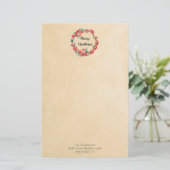 メリークリスマスレッドフローラウォーターカラーリース 便箋 (スタンド正面)