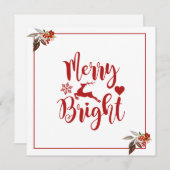 メリークリスマスレッドフローラホリデーフラットカード (正面/裏面)