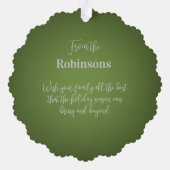 メリークリスマスレッドブラックバッファロープレイドリース オーナメントカード (裏面)