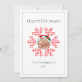 メリークリスマスレッドプレイドスノーフレークフォトホリデー (正面)