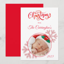 メリークリスマスレッドプレイドスノーフレーク写真ホリデー