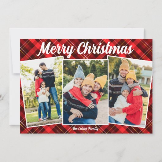 メリークリスマスレッドプレイドタータンチェック3写真 シーズンカード (正面)