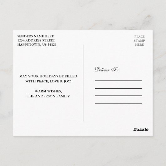 メリークリスマスレッドプレイドファミリーの写真 ポストカード (裏面)