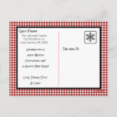 メリークリスマスレッドプレイドファミリーフォトカード ポストカード (裏面)