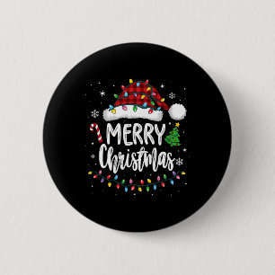 メリークリスマスレッドプレイドファミリーライトクリスマスメンズW 缶バッジ