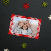 メリークリスマスレッドプレイドフォトフォイルホリデー 箔シーズンカード