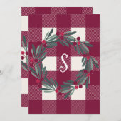 メリークリスマスレッドプレイドモノグラムかわいらし国 シーズンカード (正面/裏面)