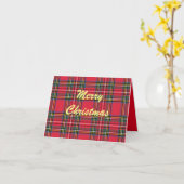 メリークリスマスレッドプレイド折り畳みグリーティングカード カード (黄色い花)