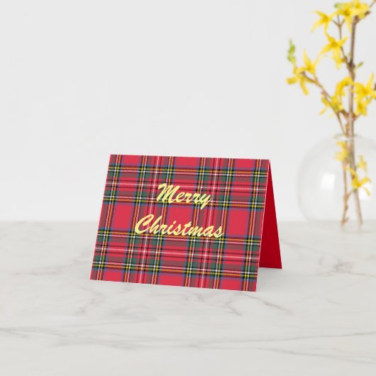 メリークリスマスレッドプレイド折り畳みグリーティングカード カード (黄色い花)