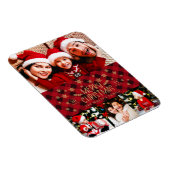 メリークリスマスレッドプレイド金ゴールド雪4枚の写真 マグネット (右側)