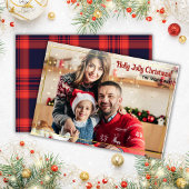 メリークリスマスレッドプレイド1枚の写真金ゴールド枠 シーズンカード