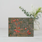 メリークリスマスレッドベリーフェスティバル自然写真 箔シーズンポストカード (立ち正面)