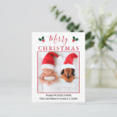 メリークリスマスレッドベリー写真 ポストカード (スタンド正面)