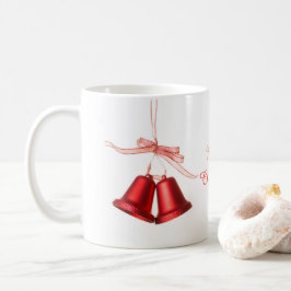 メリークリスマスレッドベルの文字 コーヒーマグカップ
