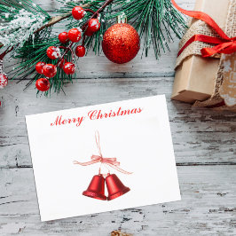メリークリスマスレッドベルの文字 シーズンポストカード