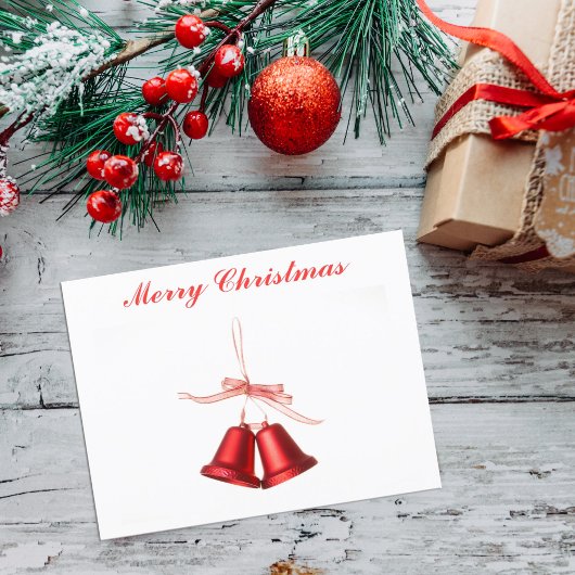 メリークリスマスレッドベルの文字 シーズンポストカード