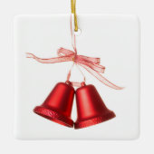 メリークリスマスレッドベルの文字 セラミックオーナメント (正面)