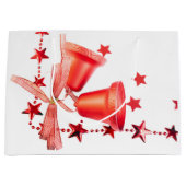 メリークリスマスレッドベルの文字 ラージペーパーバッグ (正面)