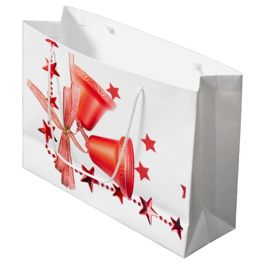 メリークリスマスレッドベルの文字 ラージペーパーバッグ (正面アングル)