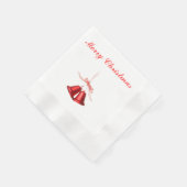 メリークリスマスレッドベルの文字 縁ありカクテルナプキン (角)