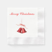 メリークリスマスレッドベルの文字 縁ありカクテルナプキン (正面)
