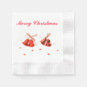 メリークリスマスレッドベルの文字 縁ありカクテルナプキン (正面)