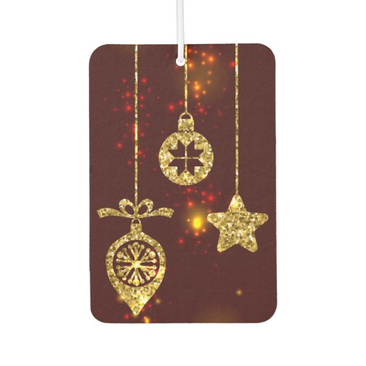 メリークリスマスレッドホリデイグリッター きらめく カーエアーフレッシュナー (正面)