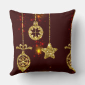 メリークリスマスレッドホリデイグリッター きらめく クッション (裏面)