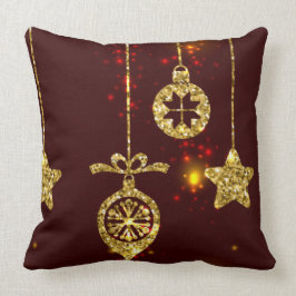 メリークリスマスレッドホリデイグリッター きらめく クッション