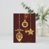 メリークリスマスレッドホリデイグリッター きらめく シーズンポストカード (スタンド正面)