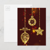 メリークリスマスレッドホリデイグリッター きらめく シーズンポストカード (正面/裏面)