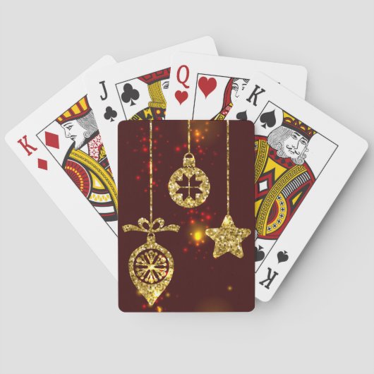 メリークリスマスレッドホリデイグリッター きらめく トランプ (裏面)