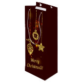 メリークリスマスレッドホリデイグリッター きらめく ワインギフトバッグ (裏面アングル)