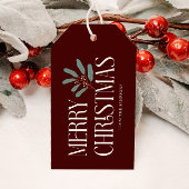 メリークリスマスレッドホリデーボタニカル ギフトタグ