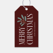 メリークリスマスレッドホリデーボタニカル ギフトタグ (正面)