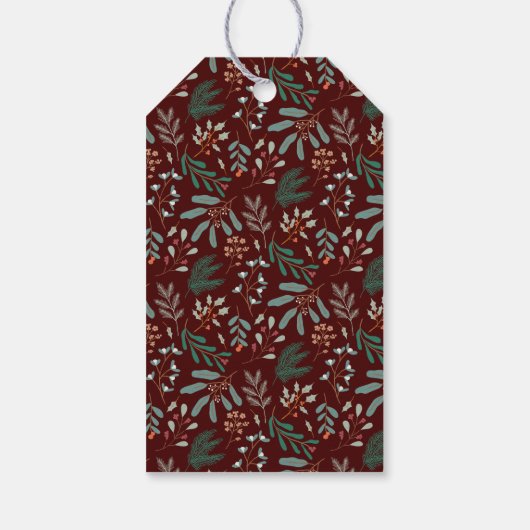 メリークリスマスレッドホリデーボタニカル ギフトタグ (裏面)