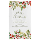 メリークリスマスレッドホリーグリーンカスタムリー スモールペーパーバッグ (正面)