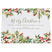 メリークリスマスレッドホリーグリーンカスタムリー ラージペーパーバッグ (正面)