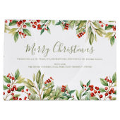 メリークリスマスレッドホリーグリーンカスタムリー ラージペーパーバッグ (裏面)