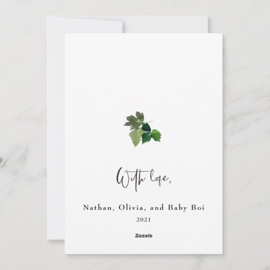 メリークリスマスレッドホリーフレーム写真ホリデーカー シーズンカード (裏面)