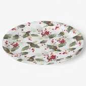 メリークリスマスレッドホリーベリー金ゴールドライト ペーパープレート (アングル)