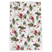 メリークリスマスレッドホリーベリー金ゴールドライト ミディアムペーパーバッグ (正面)