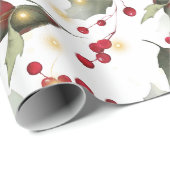 メリークリスマスレッドホリーベリー金ゴールドライト ラッピングペーパー (ロールコーナー)